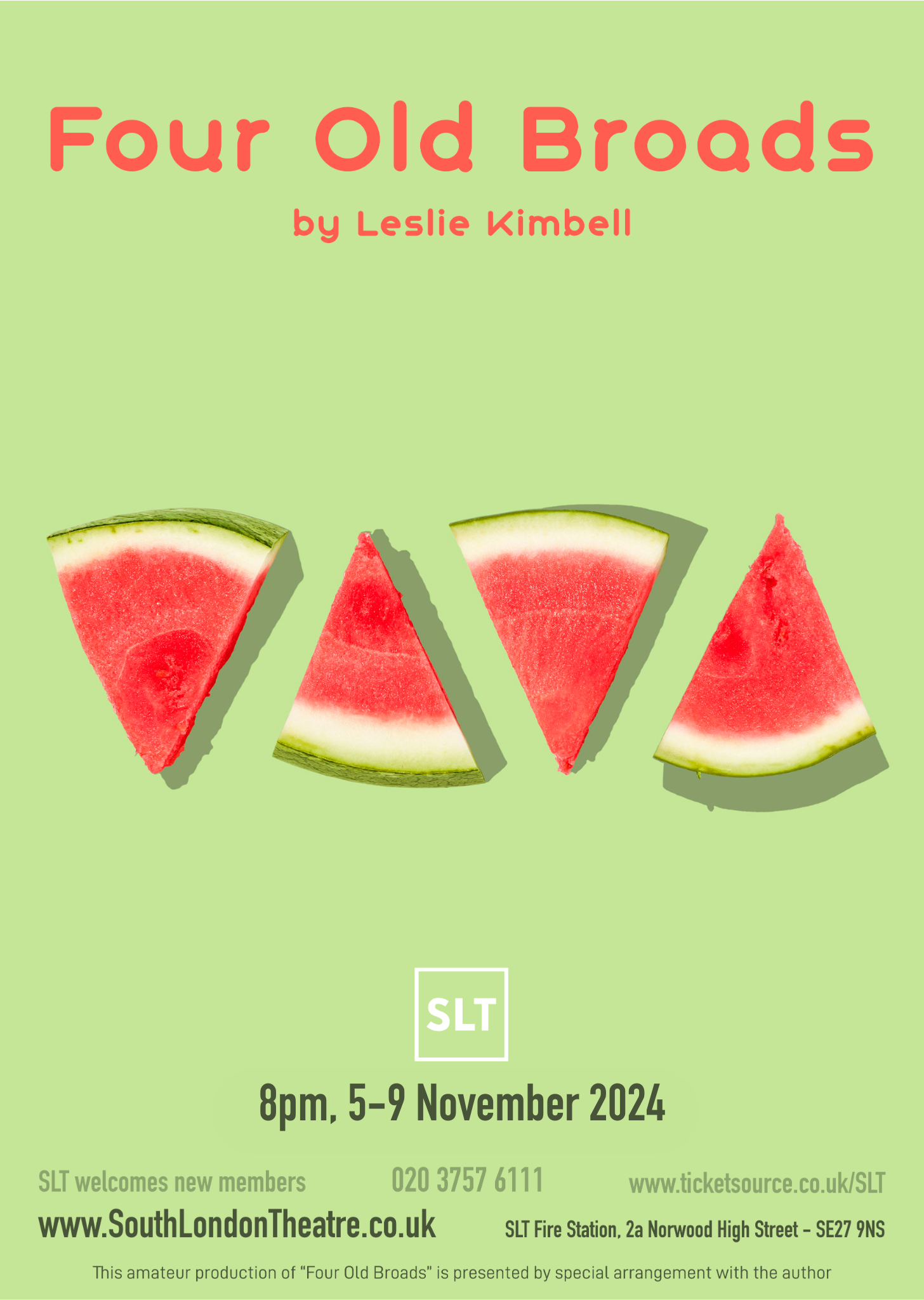 Brightly coloured poster image of watermelon segments on a plain background.