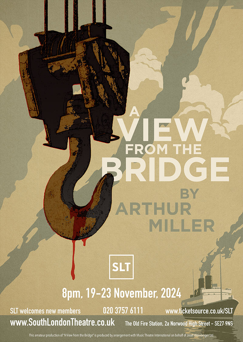 A rusty container hook dripping blood. A view from the Bridge poster